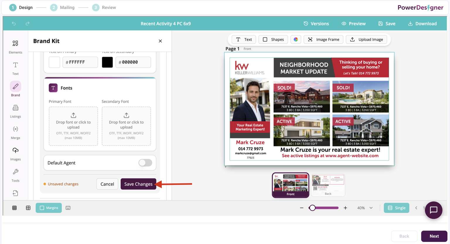 Updating agent contact details, colors, and logos in the Brand Kit